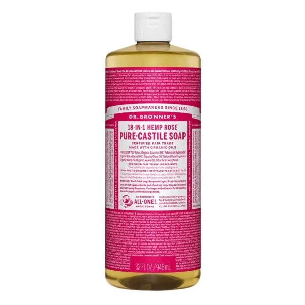 Dr. Bronner's 18-in-1 Rose Castile Soap 32 fl. oz.